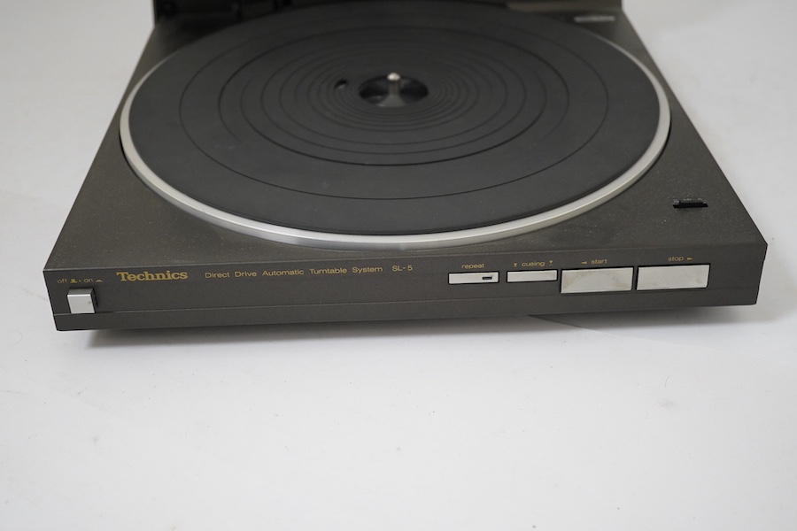 A Technics SL-5 direct drive turntable. Condition - fair to good, untested.